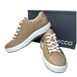 Ecco Women's Soft 9 Ginger Tie Lace Sneakers Shoes Patent Leather Size 9-9.5 NWB
